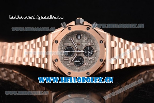 Audemars Piguet Royal Oak Offshore Seiko VK67 Quartz Rose Gold Case/Bracelet with Grey Dial and Arabic Numeral Markers - Click Image to Close